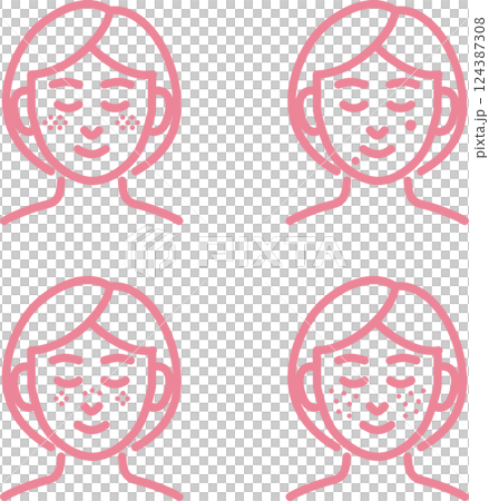 Beauty skin spots medical treatment cosmetic medicine person woman line icon line simple illustration material set 124387308