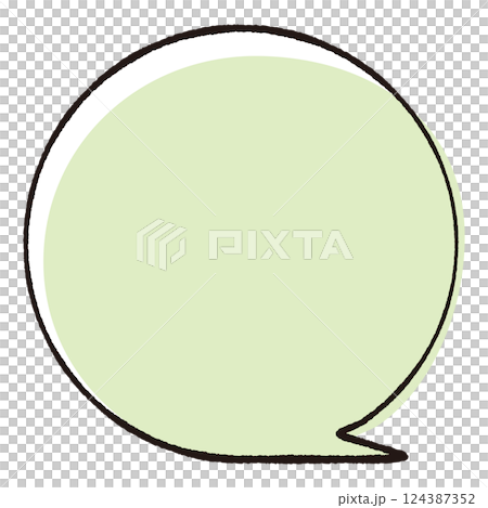 線画手書き風のシンプルな吹き出し　　正円流れるしっぽ右　おしゃれカラー 124387352