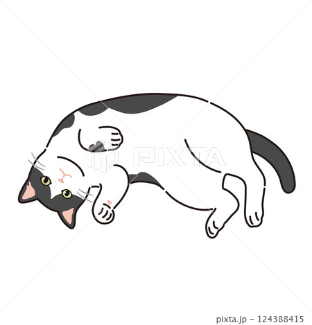 のんびりくつろいでいる三毛猫のイラスト 124388415