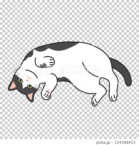 のんびりくつろいでいる三毛猫のイラスト 124388415