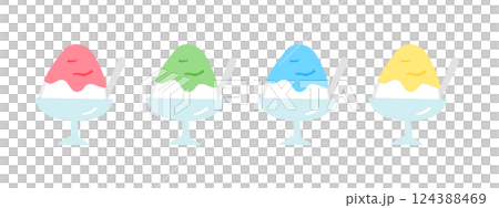 Shaved ice illustration set Simple Cute Summer Shaved ice Summer festival Ice Food Dessert Festival 124388469