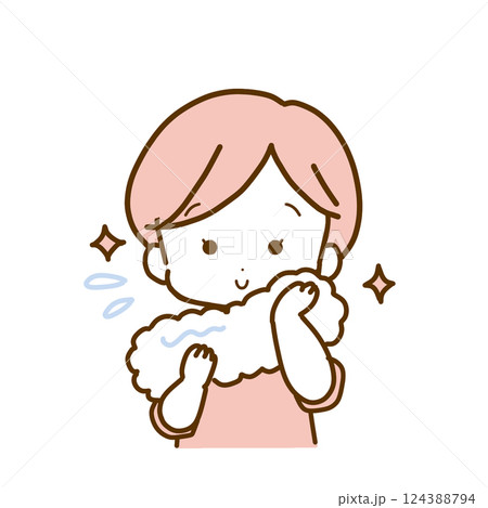 スキンケアする女性【タオル】 124388794