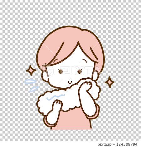 スキンケアする女性【タオル】 124388794