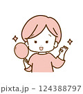鏡を見てOKポーズする女性 124388797