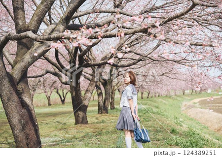 桜の下の女子高生 桜の下の女子高生 124389251