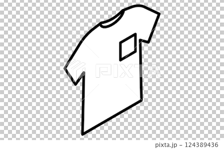 男式圓領 T 卹，帶胸袋，簡單的黑白等距線圖標 124389436