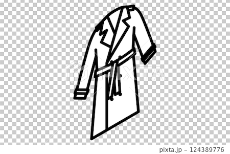 風衣、服裝簡單等距線圖示（黑色和白色） 124389776