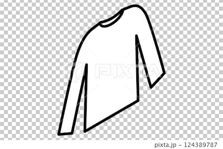 丸襟の長袖シャツ、服のシンプルなアイソメ線画アイコン(白黒) 丸襟の長袖シャツ、服のシンプルなアイソメ線画アイコン(白黒) 124389787