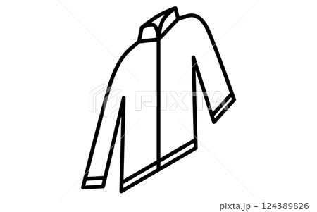 ブルゾン、服のシンプルなアイソメ線画アイコン（白黒） 124389826