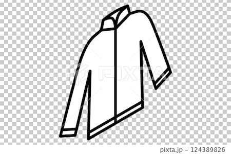 ブルゾン、服のシンプルなアイソメ線画アイコン（白黒） 124389826