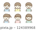 男の子女の子のにっこり笑うイラストセット 124389968