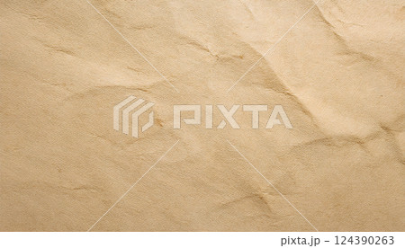 シワのある古く茶色い紙 クラフト紙の背景壁紙素材のイラスト 124390263