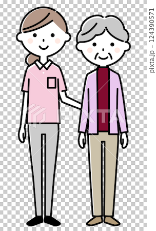 高齢者と介護スタッフ 124390571