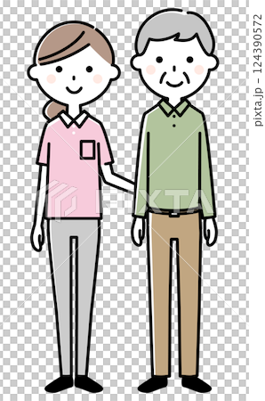 高齢者と介護スタッフ 124390572