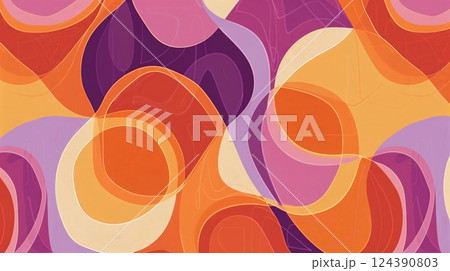 Nostalgic abstract background with seamless patterns in lilac, burnt orange, and Peach Fuzz, evoking warmth. Nostalgic abstract background with seamless patterns in lilac, burnt orange, and Peach Fuzz, evoking warmth. 124390803