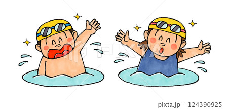 水遊びする子供 124390925