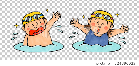 Children playing in the water Children playing in the water 124390925