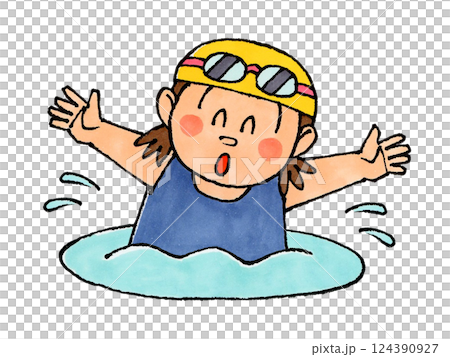 女孩在水里玩 124390927