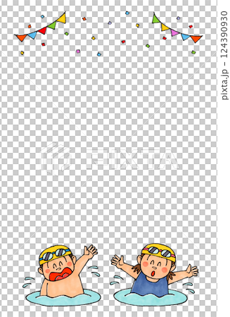 孩子們在水中玩耍複製空間（空白） 124390930