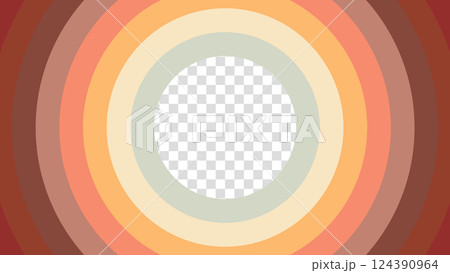 Abstract 1970's 1980's 1960's background with circles element and retro colors. Design in futuristic retro style with transparent circle. Vector funky illustration. 124390964