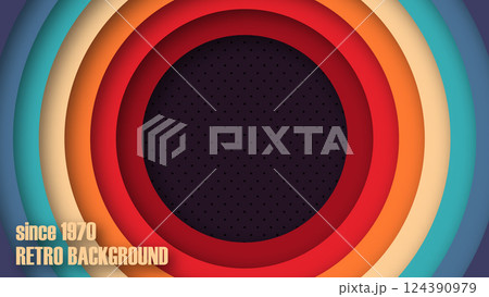 Abstract 1970's colorful perforation background with circles element and retro colors. Realistic design in futuristic retro style. Vector funky illustration. Abstract 1970's colorful perforation background with circles element and retro colors. Realistic design in futuristic retro style. Vector funky illustration. 124390979