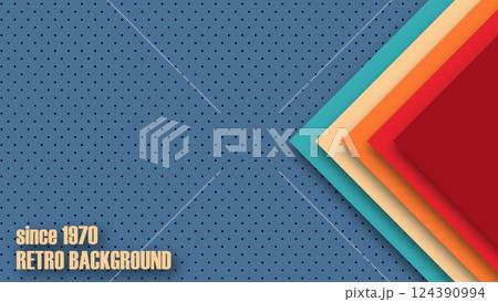 Realistic retro design in futuristic style. Abstract geometric 1970's colorful background with retro colors. Vector illustration. Realistic retro design in futuristic style. Abstract geometric 1970's colorful background with retro colors. Vector illustration. 124390994