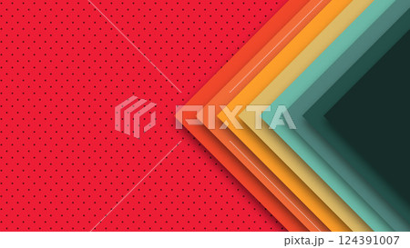 Realistic design in futuristic retro style. Abstract geometric 1970's 1980's 1960's colorful background with retro colors. Vector illustration. 124391007