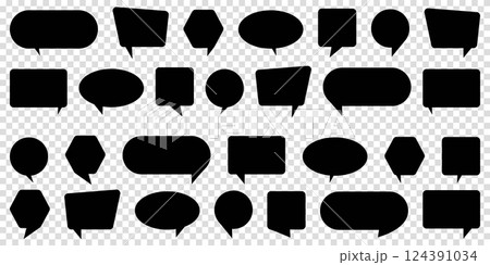 Collection of empty black speech bubble. Set of vector illustration on transparent for design of web site or mobile app. Collection of empty black speech bubble. Set of vector illustration on transparent for design of web site or mobile app. 124391034