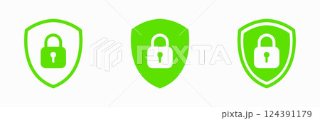Set of Shield Lock Icon. Symbol padlock. Vector sign Illustration. 124391179