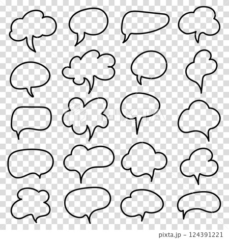 Set of comic speech bubbles on transparent background. Vector illustration. 124391221