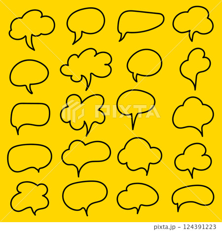 Speech bubble sign set icon. Vector illustration on yellow background. 124391223