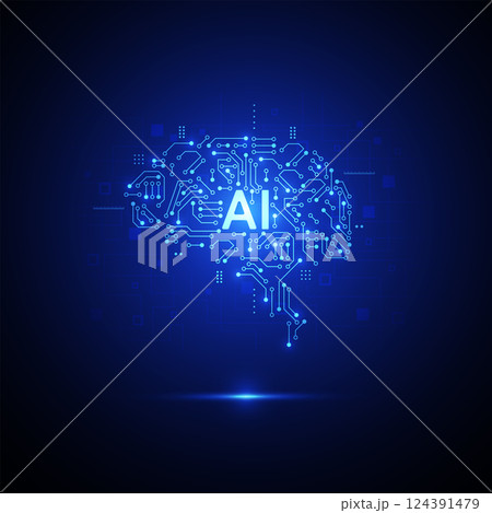 Abstract artificial intelligence with brain circuit line design. Machine learning. Smart network digital technology. Vector illustration 124391479