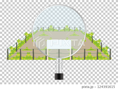 土地と虫眼鏡 124391615