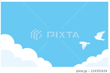 青空と鳥の背景イラスト素材 124391634