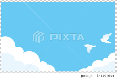 青空と鳥の背景イラスト素材 124391634