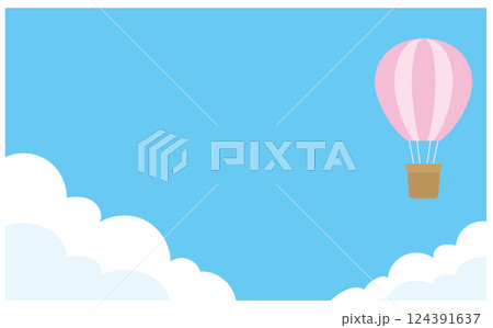 青空とピンクの気球の背景イラスト素材 124391637