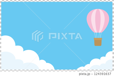 青空とピンクの気球の背景イラスト素材 124391637
