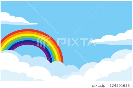 青空と虹の背景イラスト素材 124391638