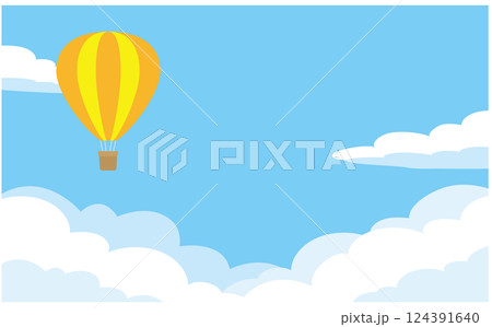 青空と黄色い気球の背景イラスト素材 124391640