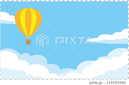 青空と黄色い気球の背景イラスト素材 124391640