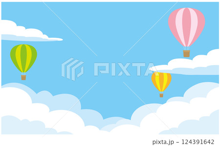 たくさんの気球と青空の背景イラスト素材 124391642
