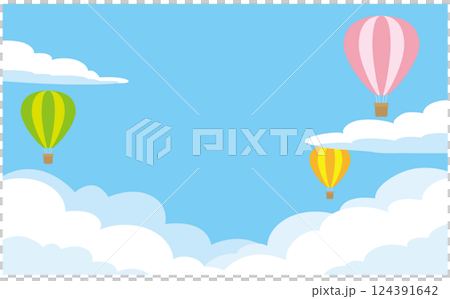 たくさんの気球と青空の背景イラスト素材 124391642