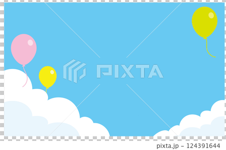 風船と青空の背景イラスト素材 124391644