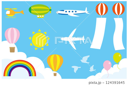 青空とベクターイラスト素材セット 124391645