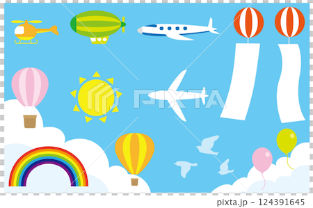 青空とベクターイラスト素材セット 124391645