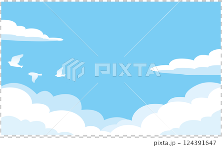 Blue sky and bird background illustration material 124391647