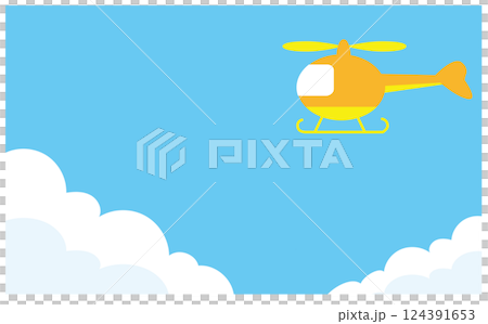 Helicopter and blue sky background illustration material 124391653