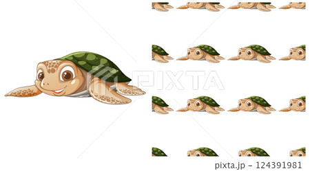 Cute Cartoon Turtle Seamless Pattern Cute Cartoon Turtle Seamless Pattern 124391981