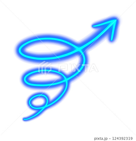 青色のスパイラル矢印（縁あり）② 124392319