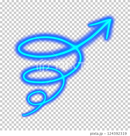 青色のスパイラル矢印（縁あり）② 124392319